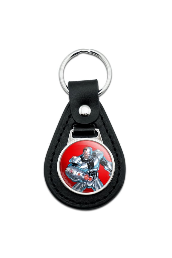 Black Leather Justice League Cyborg Character Keychain