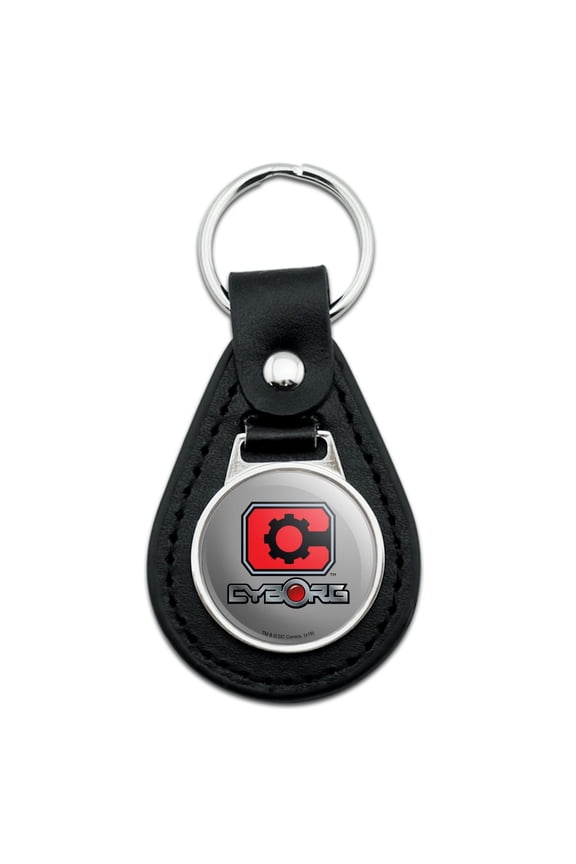 Black Leather Justice League Cyborg Logo Keychain
