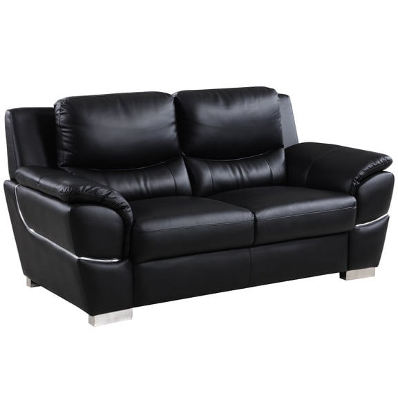 Black Leather With Kiln-dried Hardwood Frame As Base, 3-layer Foam Cushion, Stainless Steel Legs, Solid Brazilian Wood Structure , Extra Support, Side