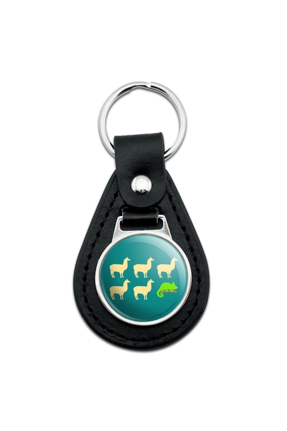 Black Leather Llama Chameleon Funny Humor Keychain