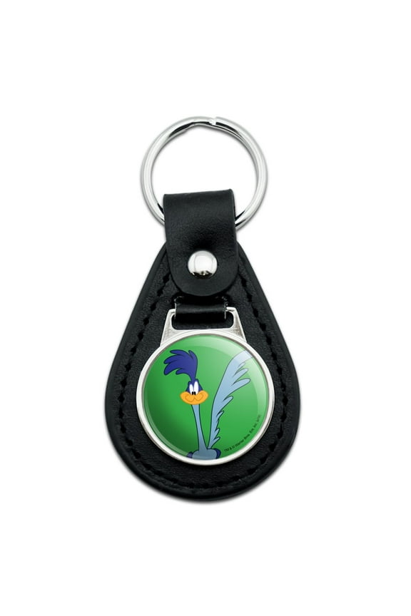 Black Leather Looney Tunes Road Runner Keychain