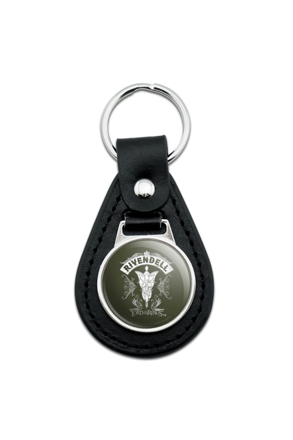 Black Leather Lord of the Rings Rivendell Keychain
