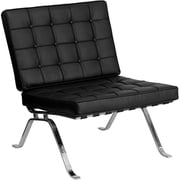 Black Leather Lounge Chair - Curved Legs - Eco-Friendly Design