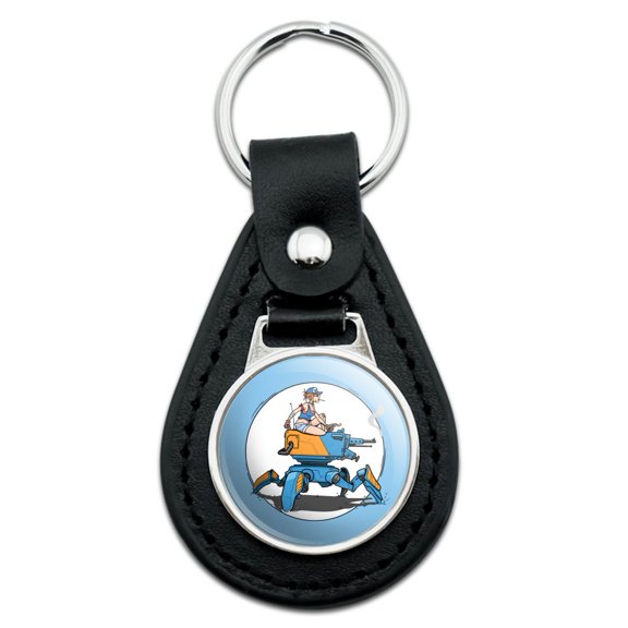 Black Leather Mechanic Girl Riding Mecha Robot Tank Mech Engineer Keychain