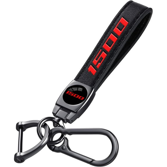 Black Leather Metal Car Keychain Keyring Compatible with Dodge Challenger Durango SRT 1500 Cars Accessories