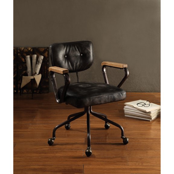 Black Leather Mid-Back Design / Professional Aesthetic for Executive Office