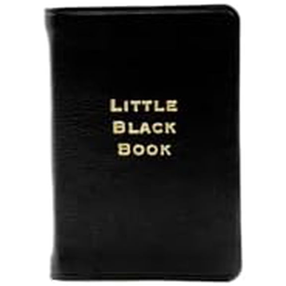 Black Leather Mini Address Book - Small Pocket Address Book 2.5 x 3.75 inches$$Office