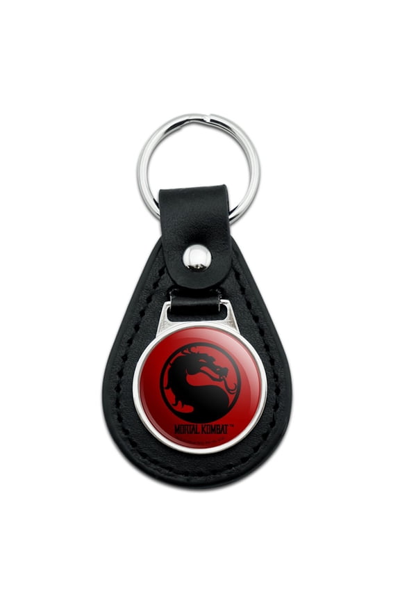 Black Leather Mortal Kombat Symbol Keychain
