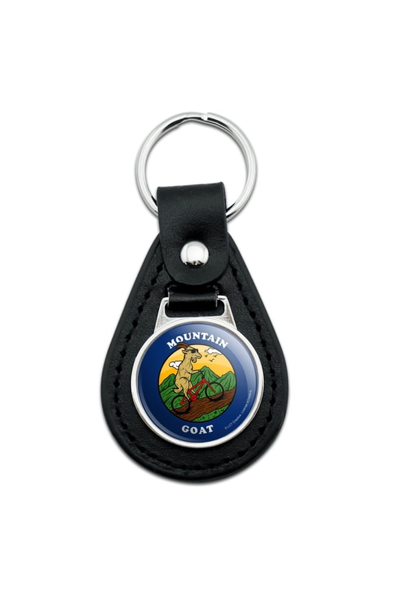 Black Leather Mountain Goat Biking Funny Humor Keychain
