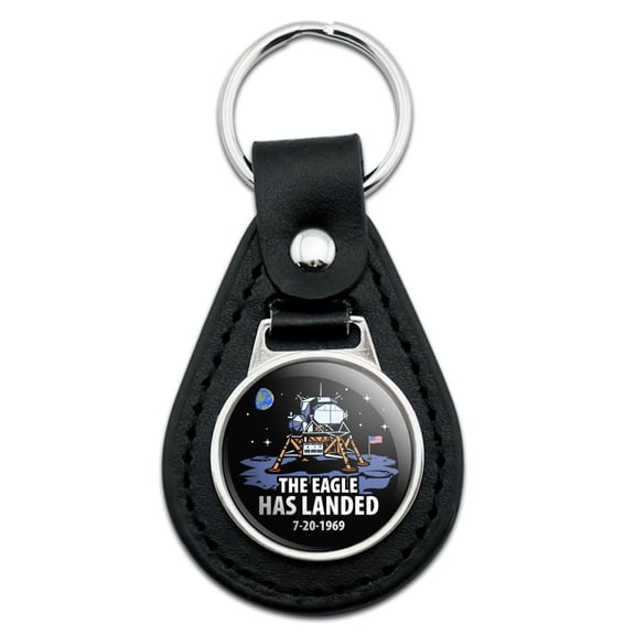 Black Leather NASA Apollo 11 The Eagle Has Landed Moon Landing Keychain