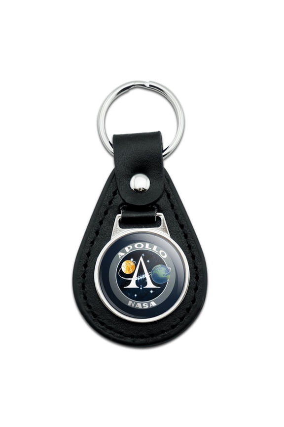 Black Leather NASA Apollo Space Program Patch Keychain