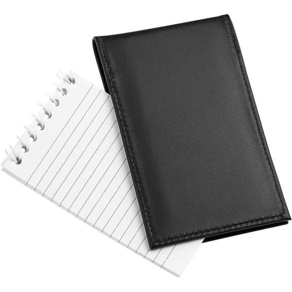 Black Leather Notepad Holder for 3x5 Memo Pads, Refillable Pocket Notebook with Wallet for Law Enforcement, Investigator, Security Officer Gifts, EDC Case, Includes Small Flip Pocket Note Pad