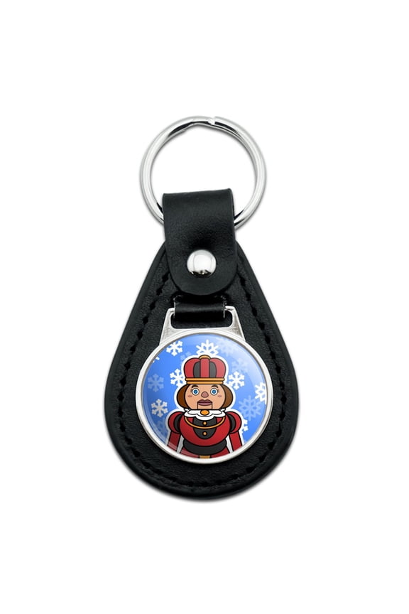Black Leather Nutcracker Woman with Snowflakes Keychain