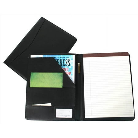Black Leather Padfolio with ID Window (Blue)