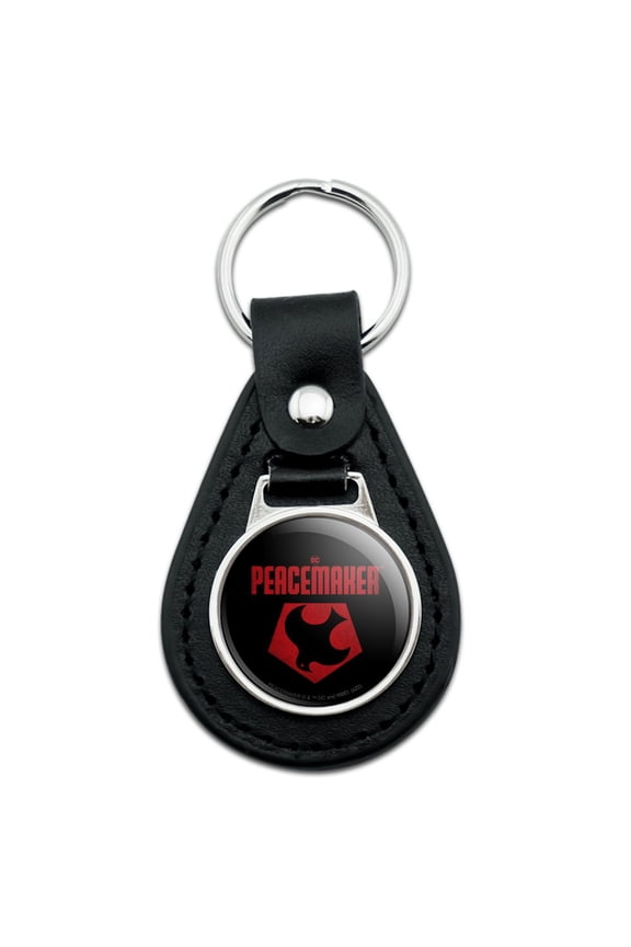Black Leather Peacemaker Logo Keychain