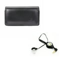 thumbnail image 1 of Black Leather Phone Case w Retractable Headset MONO Hands-free Earphone w Mic A6X for Alcatel Pop 3, Idol 5S 5 4S 4 3, Fierce 4, 1x Evolve - iPhone 6S Plus 6 Plus - ASUS Zenfone V Live, 1 of 11