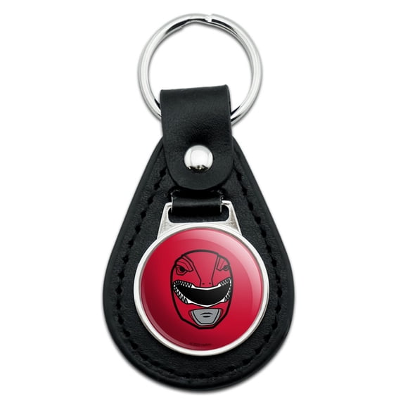Power Rangers Red Ranger Helmet Black Leather Keychain