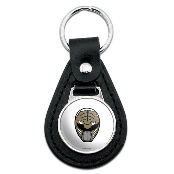 Power Rangers White Ranger Helmet Black Leather Keychain