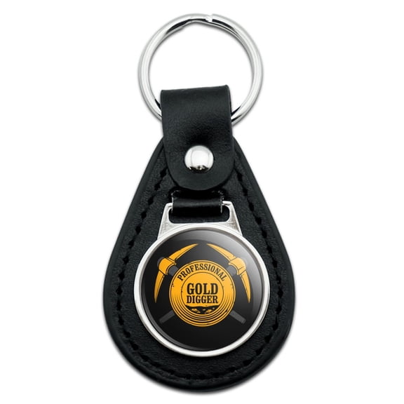 Black Leather Professional Gold Digger Pickaxe Pan Keychain