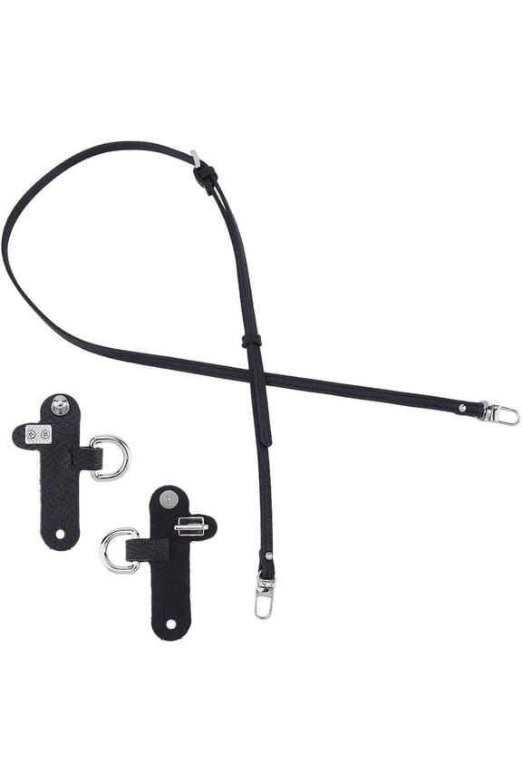 Black Leather Purse Strap Bag Handle Replacement 37.67inch Adjustable Shoulder Strap with No Punch Bag D Ring Extra Strap Accessories