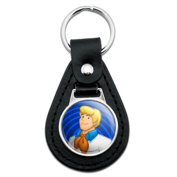 Black Leather Scooby-Doo Fred Character Keychain
