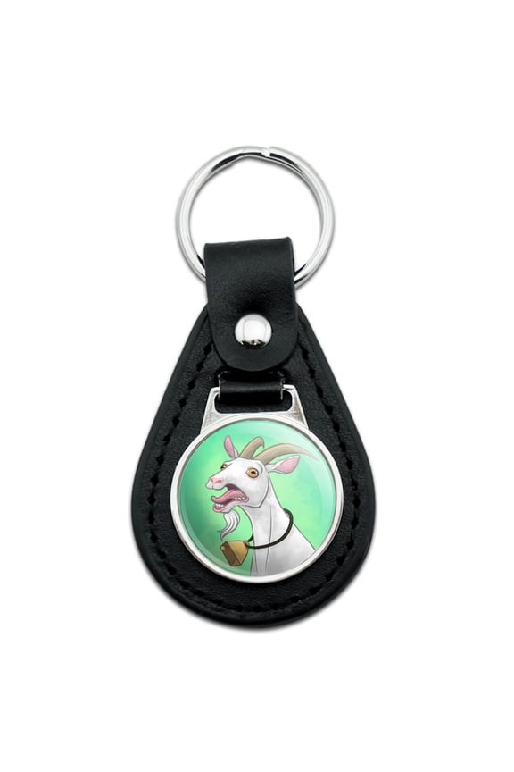 Black Leather Screaming Goat Keychain