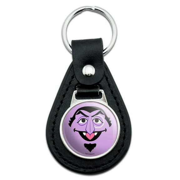 Black Leather  Sesame Street Count Face Keychain