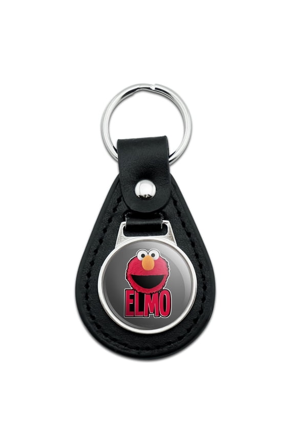 Black Leather Sesame Street Elmo Smile Keychain