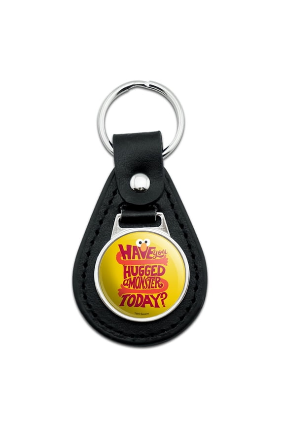 Black Leather Sesame Street Have You Hugged a Monster? Keychain
