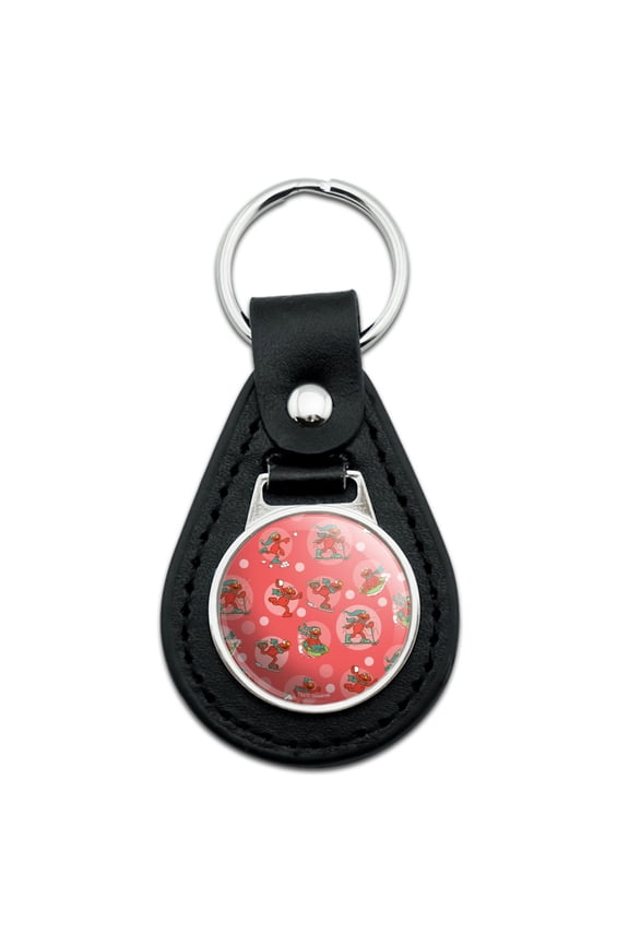 Black Leather Sesame Street Holiday Elmo Pattern Keychain