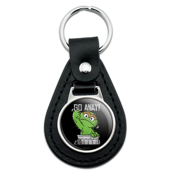 Black Leather Sesame Street Oscar Go Away! Keychain