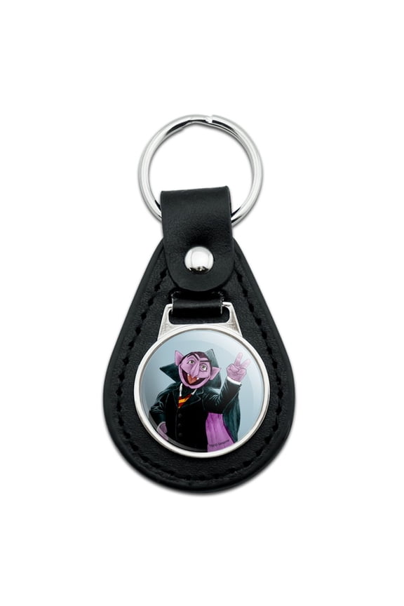 Black Leather Sesame Street Vintage Count Von Count Keychain