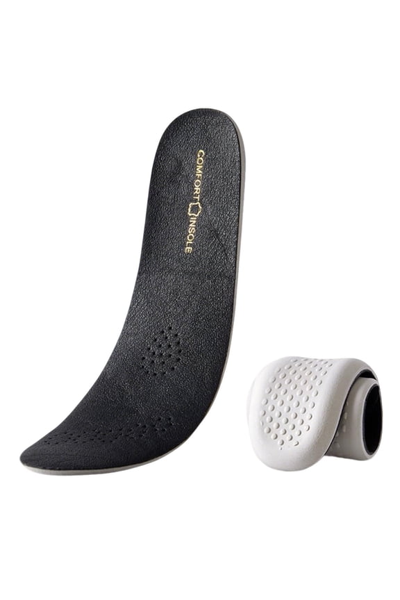 Black Leather Shoe Insoles for Men Thick Leather Insert for Women Sneakers and Loafers Shoes Liners Pads for All Day Comfort Walking and Standing Fatigues 1 Pair