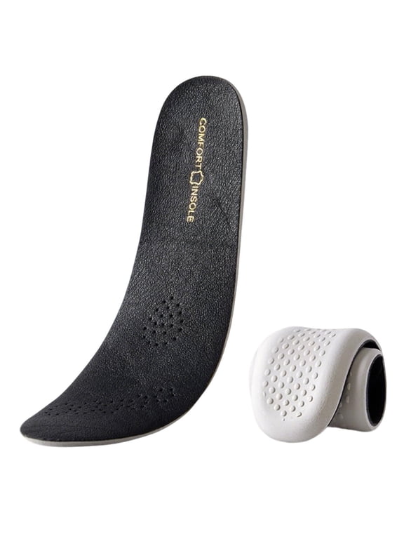 Black Leather Shoe Insoles for Men Thick Leather Insert for Women Sneakers and Loafers Shoes Liners Pads for All Day Comfort Walking and Standing Fatigues 1 Pair