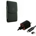 thumbnail image 1 of Black Leather Side Case w 18W USB Adaptive Fast Home Charger 6ft Type-C Turbo Cable Y1A for Motorola Moto Z2 Play Z Play Droid Force Droid G7 Power - OnePlus 6, 6T - Razer Phone 2, 1 of 10