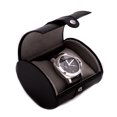 thumbnail image 1 of Black Leather Velour Lined Snap Closure Single Watch Travel Case QGM13302, 1 of 3