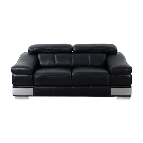 Black Leather Sofa Loveseat | For Modern Decor | Top Grain Leather & 3 - layer Cushioning | Solves Decor Mismatch and Seating Comfort