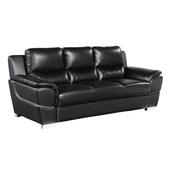 Black Leather With Solid Brazilian Wood And Kiln-dried Hardwood Construction, 3-layer High Foam Cushioning, Stainless Steel Legs, Cover Frame , Black, Construction