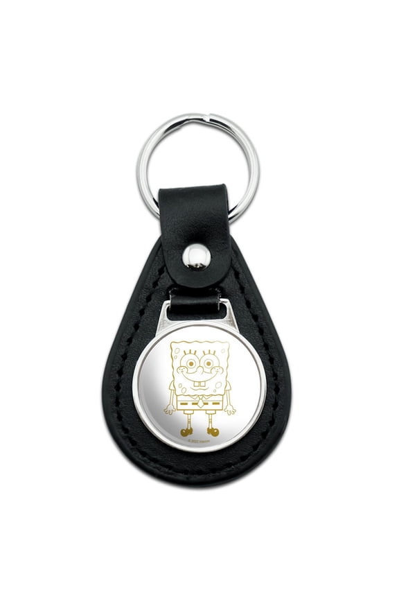 Spongebob Full Front Black Leather Keychain