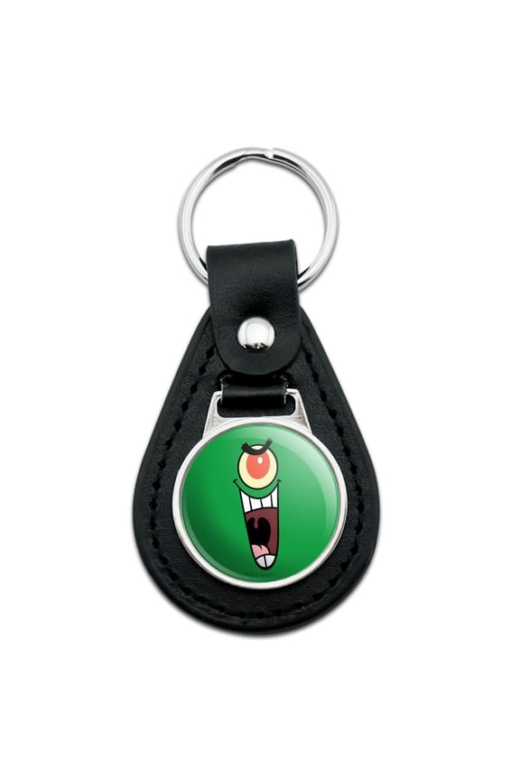 SpongeBob Plankon Face Black Leather Keychain