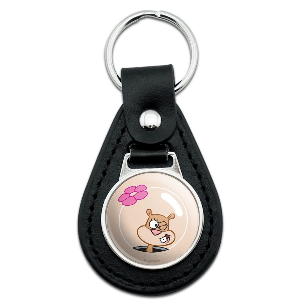 Sandy Cheeks Keychain SpongeBob Sandy Wink Face Black Leather Keychain - Walmart.com