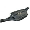 thumbnail image 1 of Black Leather Sport Fanny Pack Travel Waist Hip Jogging Zip Hip Bag Unisex, 1 of 6