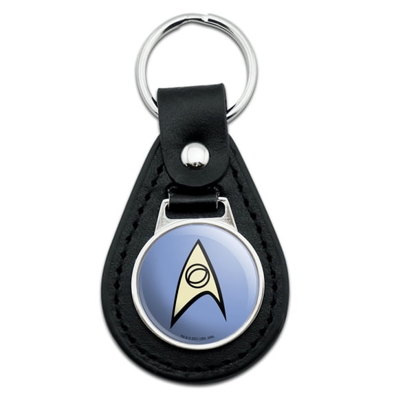 Star Trek Science Shield Black Leather Keychain