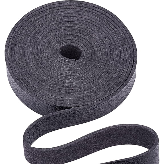 Black Leather Strap Strip 0.5 Inch Wide 79 Inch Long Lychee Pattern Leather Belt Strips Wrap Single Sided Flat Cord for DIY Crafts Clothing Jewelry Wrapping Making Bag Furniture Handles Black 1roll