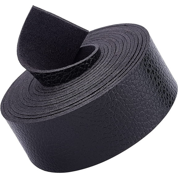 Black Leather Strap Strip 1 Inch Wide 79 Inch Long Lychee Pattern Leather Belt Strips Wrap Single Sided Flat Cord for DIY Crafts Clothing Jewelry Wrapping Making Bag Furniture Handles for DIY