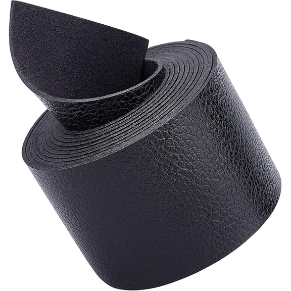 Black Leather Strap Strip 2 Inch Wide 79 Inch Long Lychee Pattern Leather Belt Strips Wrap Single Sided Flat Cord DIY