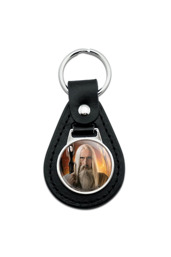 Black Leather THE LORD OF THE RINGS Saruman Character Keychain