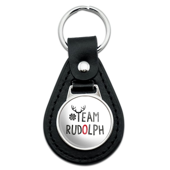 Black Leather Team Rudolph Keychain