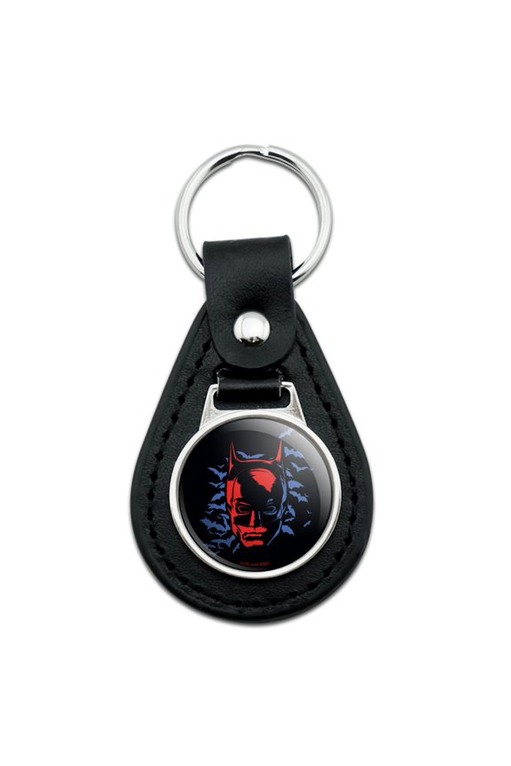 Black Leather The Batman Bat Burst Keychain
