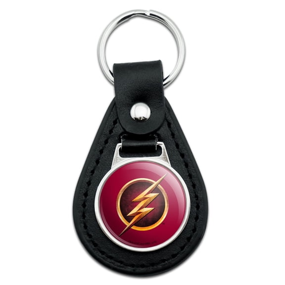 Black Leather The Flash TV Series Logo Keychain